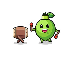 lime muslim cartoon is beating the bedug