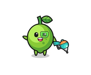 lime cartoon as future warrior mascot