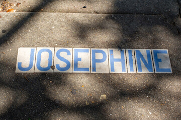 Josephine Street Tile Inlay on Sidewalk in the Lower Garden District of New Orleans, Louisiana, USA