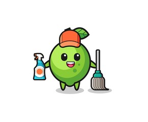 cute lime character as cleaning services mascot