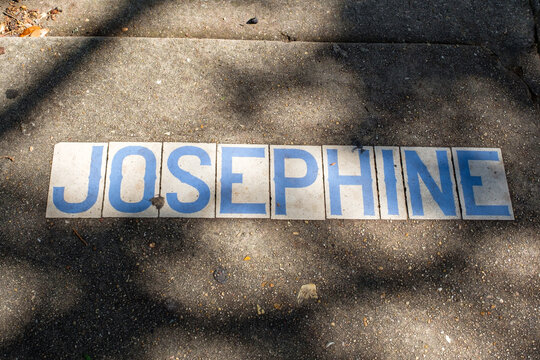 Josephine Street Tile Inlay On Sidewalk In The Lower Garden District Of New Orleans, Louisiana, USA