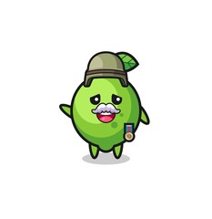 cute lime as veteran cartoon