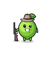 lime hunter mascot holding a gun