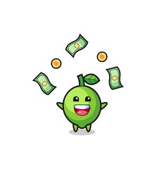 illustration of the lime catching money falling from the sky