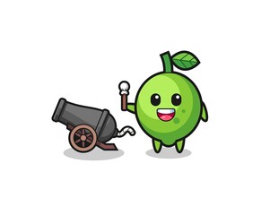 cute lime shoot using cannon