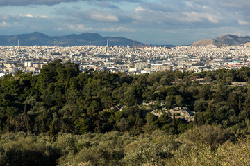 Obraz premium Panoramic view from Acropolis to city of Athens, Attica, Greece