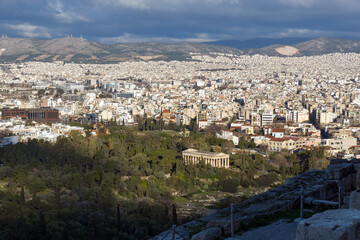 Panoramic view from Acropolis to city of Athens, Attica, Greece