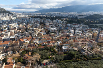 Fototapeta premium Panoramic view from Acropolis to city of Athens, Attica, Greece