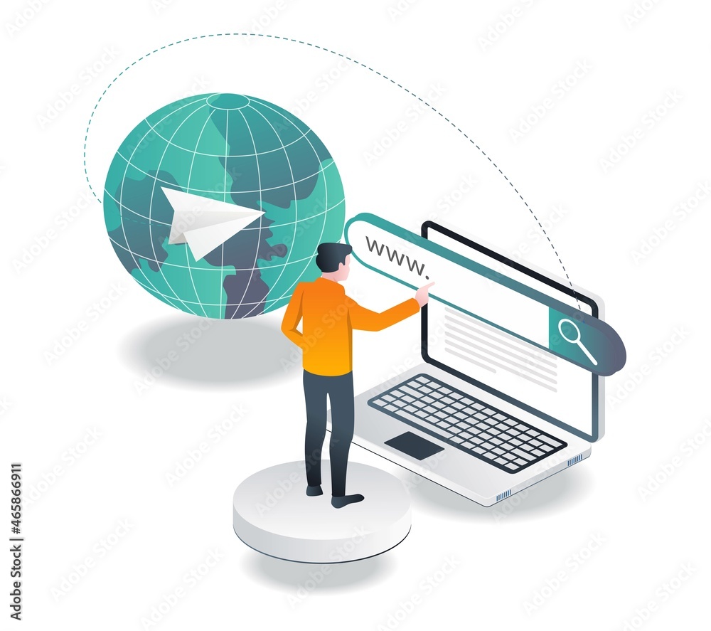 Aufkleber men are looking for world information on the internet