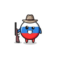 Obraz premium russia flag hunter mascot holding a gun