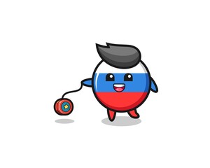 cartoon of cute russia flag playing a yoyo