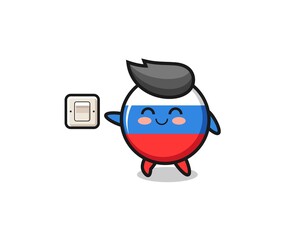 cartoon russia flag is turning off light