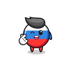 russia flag character doing Korean finger heart