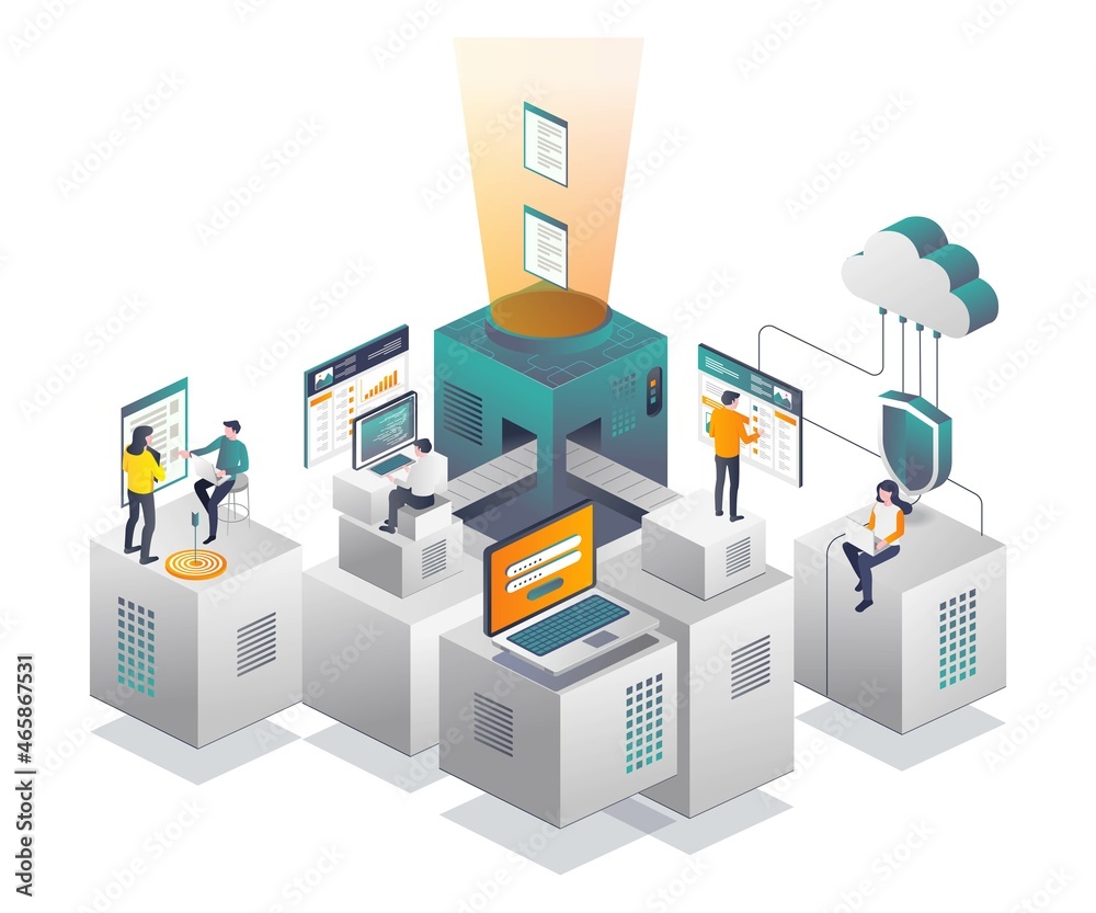 Leinwandbilder Processing cloud server data and security