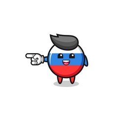 russia flag cartoon with pointing left gesture