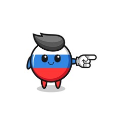 russia flag mascot with pointing right gesture