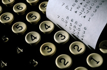 Antique Adding Machine Keys Close-up