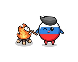russia flag character is burning marshmallow