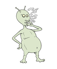 Funny alien smoking