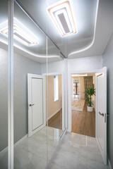 Fototapeta na wymiar Stylish modern hallway interior with large mirror
