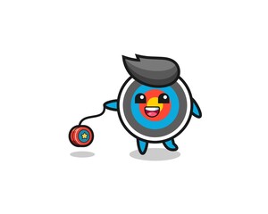 cartoon of cute target archery playing a yoyo