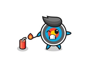 target archery mascot illustration playing firecracker