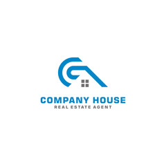 Vector logo combination of initials C and house building
