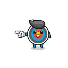 target archery cartoon with pointing left gesture