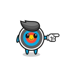 target archery mascot with pointing right gesture