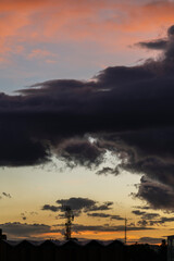 Colorful landscape of a sunset in the city