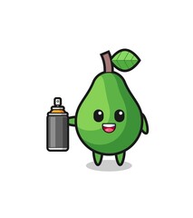 the cute avocado as a graffiti bomber