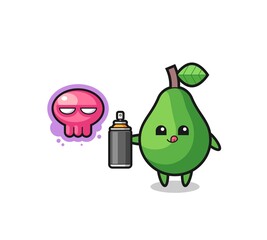 avocado cartoon make a graffiti with a spray paint