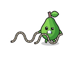 illustration of avocado doing battle rope workout