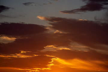 Fototapeta na wymiar Landscape. The play of light. Sunny cloudy sky. Sunset