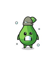 cute cartoon avocado with shivering expression