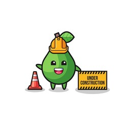 illustration of avocado with under construction banner