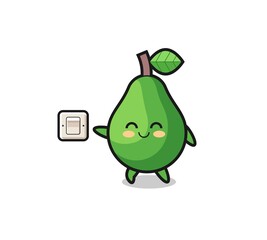 cartoon avocado is turning off light