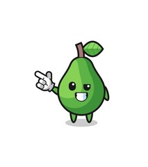 avocado mascot pointing top left