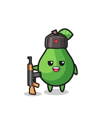 cute avocado cartoon as Russian army