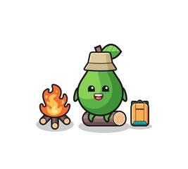 camping illustration of the avocado cartoon