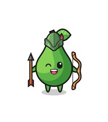 avocado cartoon as medieval archer mascot