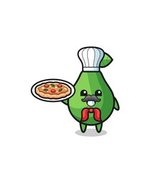 avocado character as Italian chef mascot
