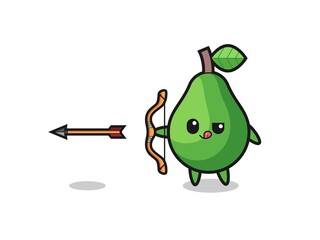 illustration of avocado character doing archery