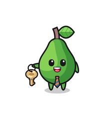 cute avocado as a real estate agent mascot