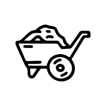 recommend clip art: wheelbarrow with coal line vector doodle simple icon