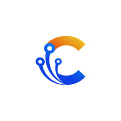 Initial Letter C Technology Logo Design Template Element