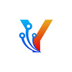 Initial Letter Y Technology Logo Design Template Element