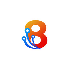 Number 8 Technology Logo Design Template Element