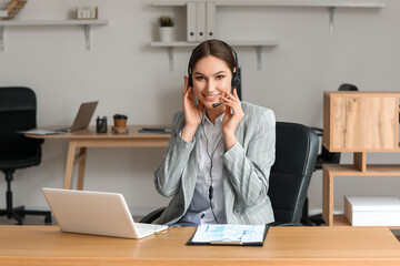Technical support agent working in office