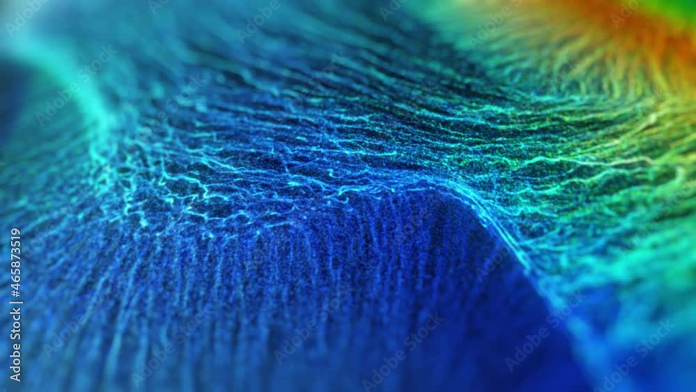 Poster stream of shimmering particles. fluid like motion in slow motion. seamless 4k loop